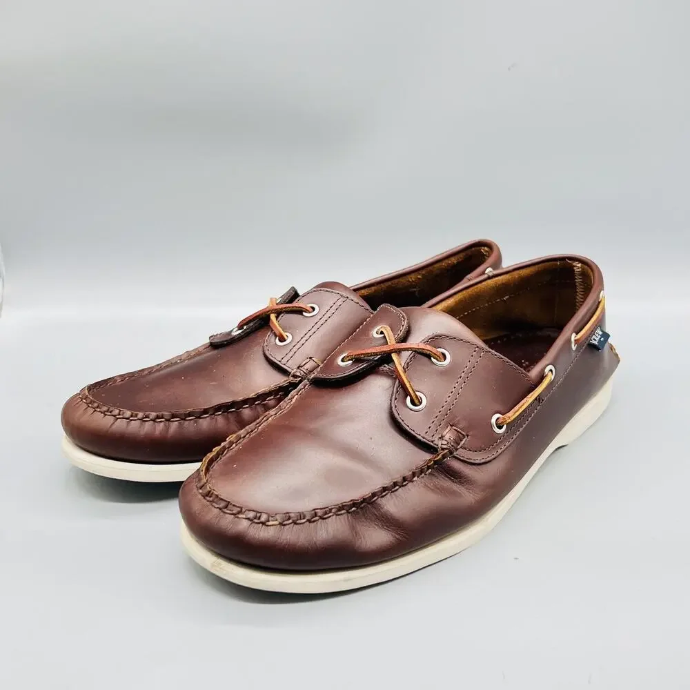 J Crew Shoes Mens 13 Brown Leather 2 Eye Boat Moc Toe Casual Comfort Nautical